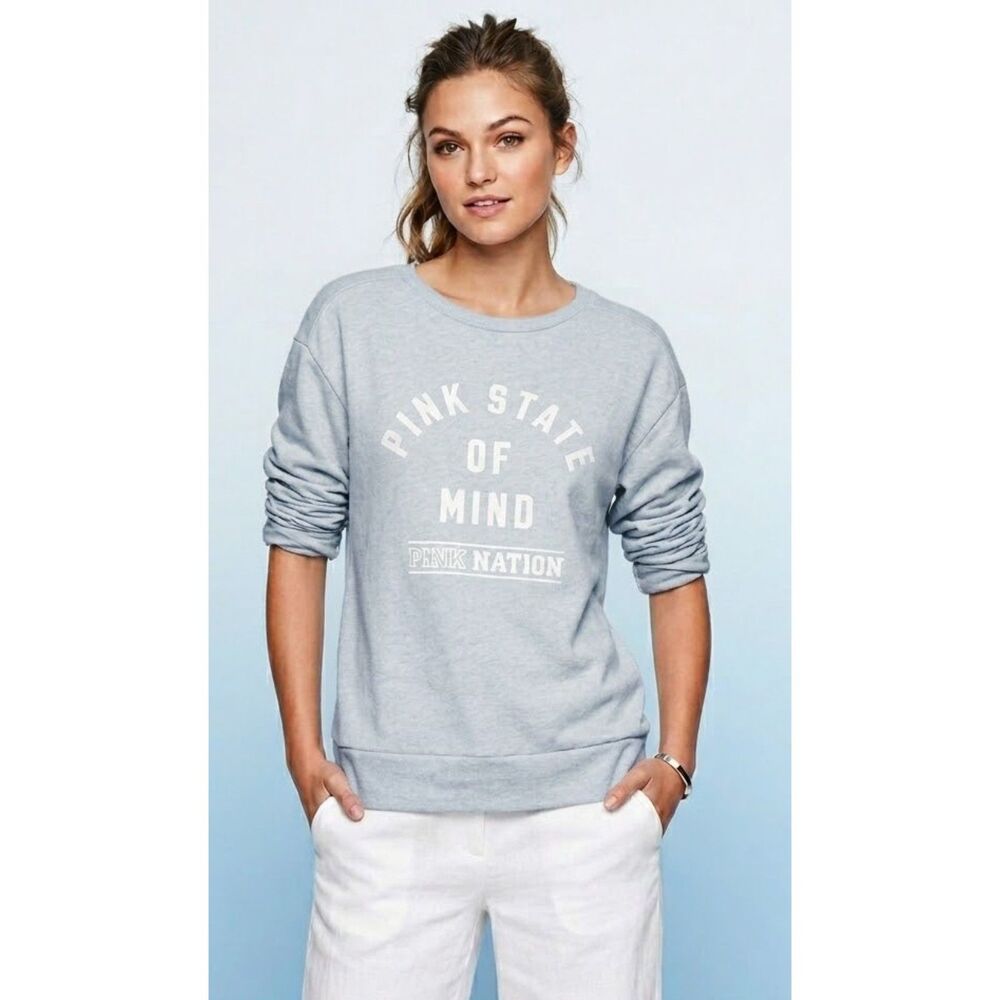 Pink Victoria's Secret Sweat Shirt Graphic Lightweight Oversize S Blue Retro